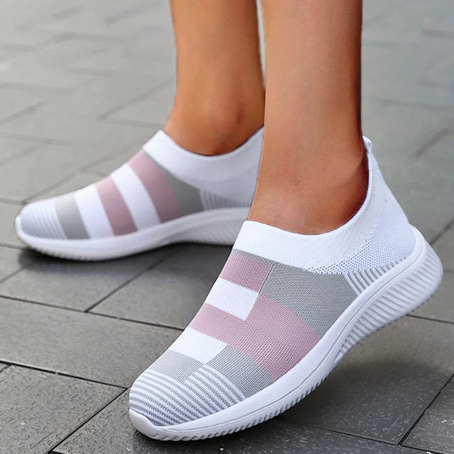 Women Shoes Mix Color Summer Shoes Casual Sneakers Women Elastic Breathe Sport Sneaker Female Flat Shoes Sports Tennis For Lady