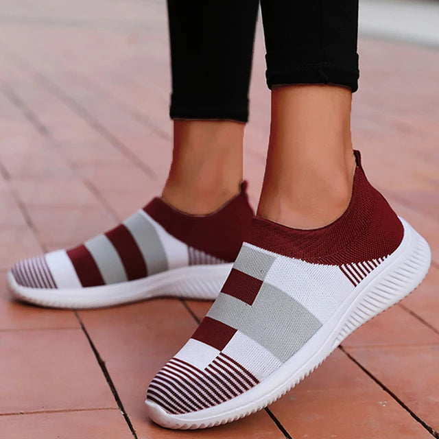 Women Shoes Mix Color Summer Shoes Casual Sneakers Women Elastic Breathe Sport Sneaker Female Flat Shoes Sports Tennis For Lady