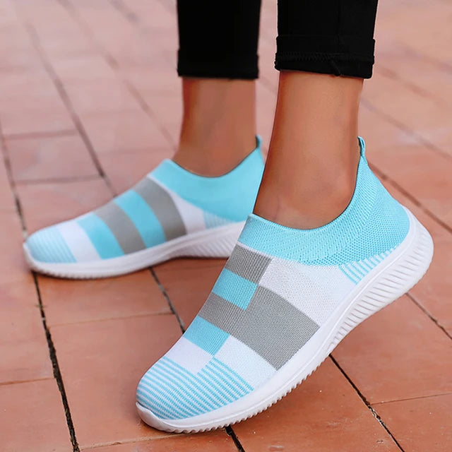 Women Shoes Mix Color Summer Shoes Casual Sneakers Women Elastic Breathe Sport Sneaker Female Flat Shoes Sports Tennis For Lady