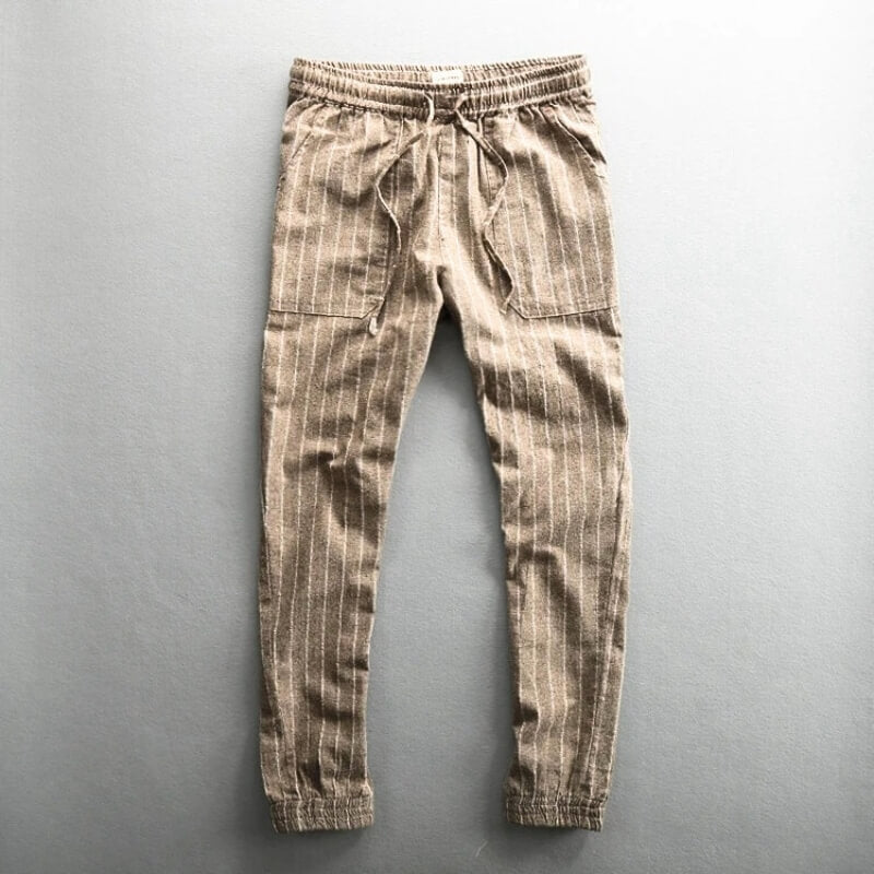 Elegante Herren Leinen-Hose mit feinem Nadelstreifen-Muster