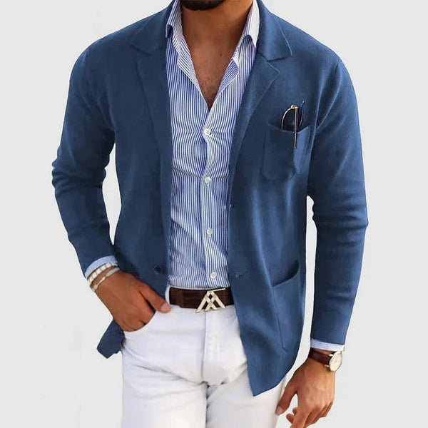 Jairus - Elegante Herren Strickjacke mit Taschen und reverskragen, einfarbig, langärmelig