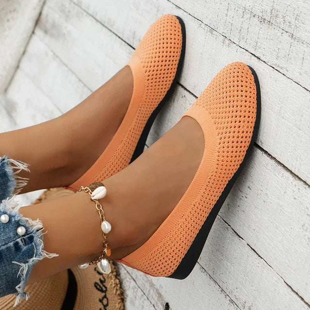 2024 Women's Flats Shoes Spring and Autumn New Fashion Round Toe Shallow Shoes Comfortable Breathable Mesh Casual Barefoot Shoes