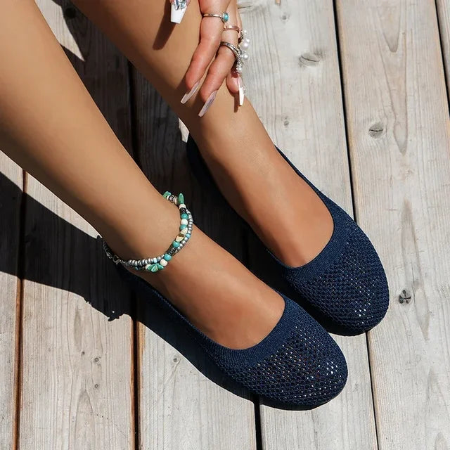 2024 Women's Flats Shoes Spring and Autumn New Fashion Round Toe Shallow Shoes Comfortable Breathable Mesh Casual Barefoot Shoes