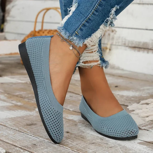 2024 Women's Flats Shoes Spring and Autumn New Fashion Round Toe Shallow Shoes Comfortable Breathable Mesh Casual Barefoot Shoes