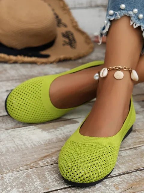 2024 Women's Flats Shoes Spring and Autumn New Fashion Round Toe Shallow Shoes Comfortable Breathable Mesh Casual Barefoot Shoes