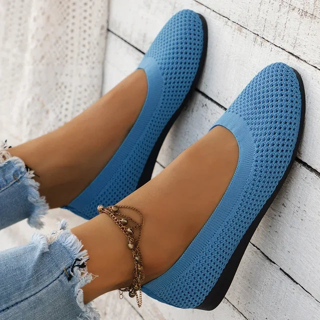 2024 Women's Flats Shoes Spring and Autumn New Fashion Round Toe Shallow Shoes Comfortable Breathable Mesh Casual Barefoot Shoes