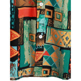 Tribal Geometry Print Button Up Shirt