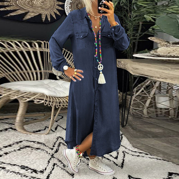 Lila - Bequemes Hemdblusenkleid aus Denim