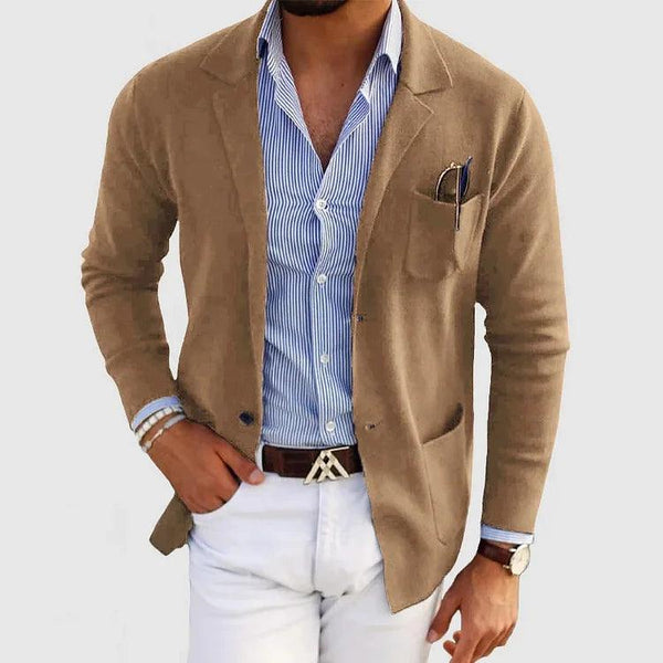 Jairus - Elegante Herren Strickjacke mit Taschen und reverskragen, einfarbig, langärmelig