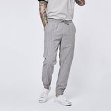 Elegante Herren Leinen-Hose mit feinem Nadelstreifen-Muster