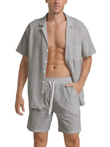 Zweiteiliges Leinen-Set für Herren: Hemd und Hose, atmungsaktiv und stilvoll
