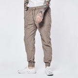 Elegante Herren Leinen-Hose mit feinem Nadelstreifen-Muster