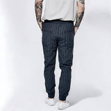 Elegante Herren Leinen-Hose mit feinem Nadelstreifen-Muster