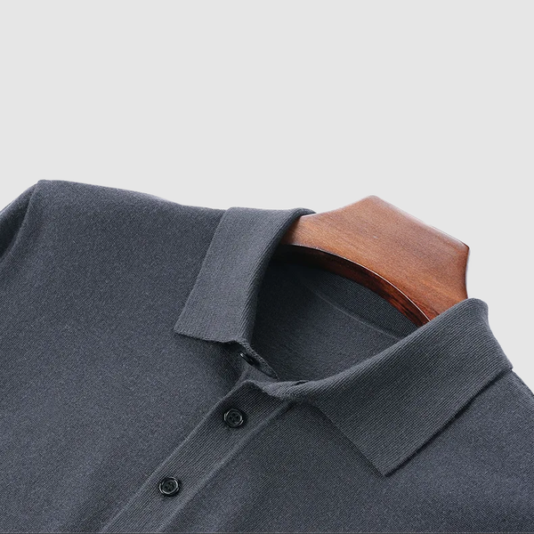 Elegantes Herren langarm Shirt mit Polo Kragen - warm und atmungsaktiv