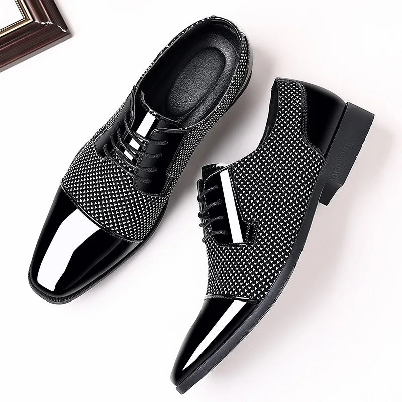 Elegante Strass Leder Schuhe für Herren