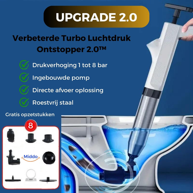 Verbeterde Turbo Luchtdruk Ontstopper 2.0™ - Verhelpt alle afvoerverstoppingen!