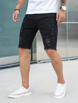 Stylische Slim Fit Herren Denim Shorts im Ripped Look