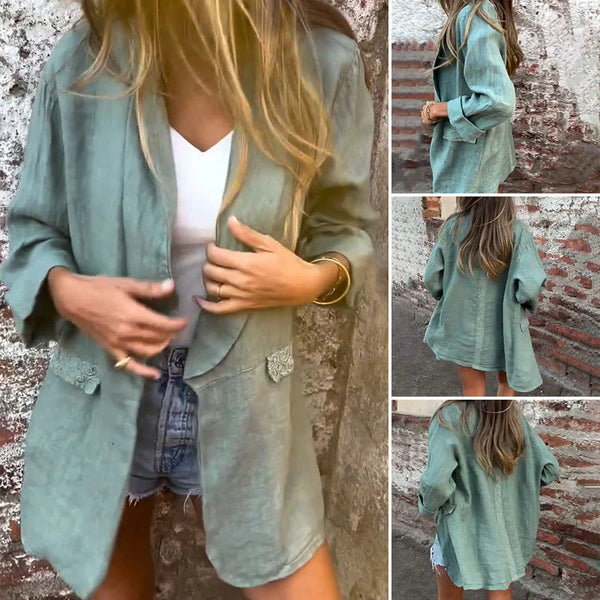 Alina™ - Damenblazer aus Baumwolle und Leinen mit offener Front